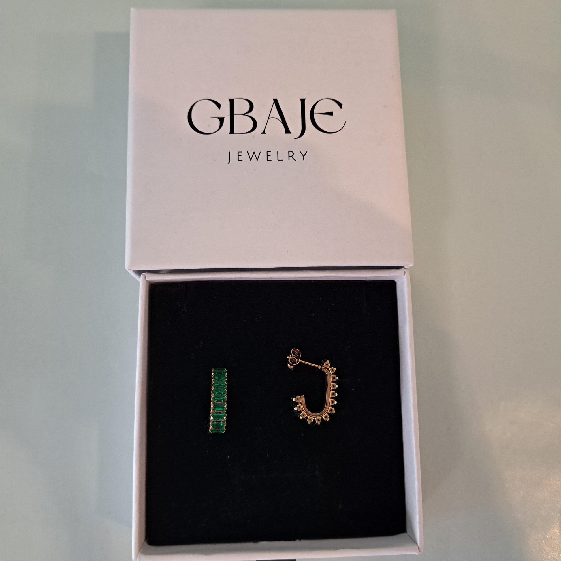 Glittering Studs 18k Gold Plated Earrings|Green - Gbaje Jewelry