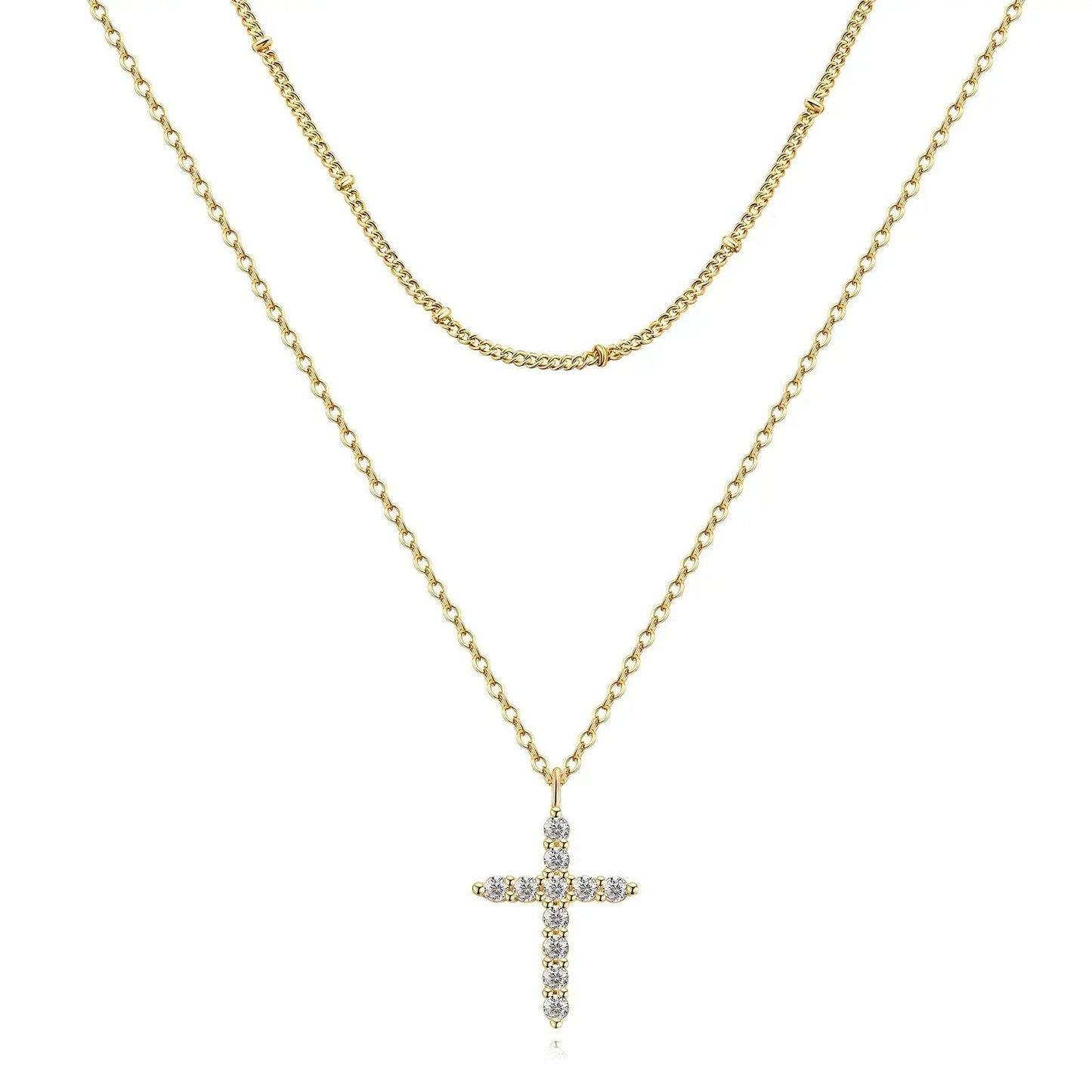 18k Gold Plated Cubic Zirconia Cross Necklace for Women - Gbaje Jewelry