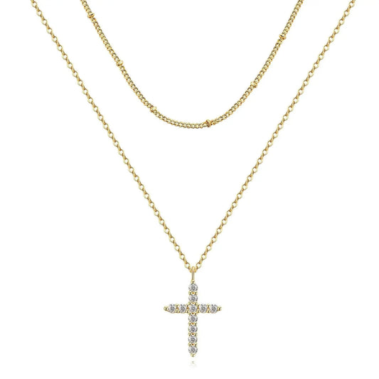 18k Gold Plated Cubic Zirconia Cross Necklace for Women - Gbaje Jewelry