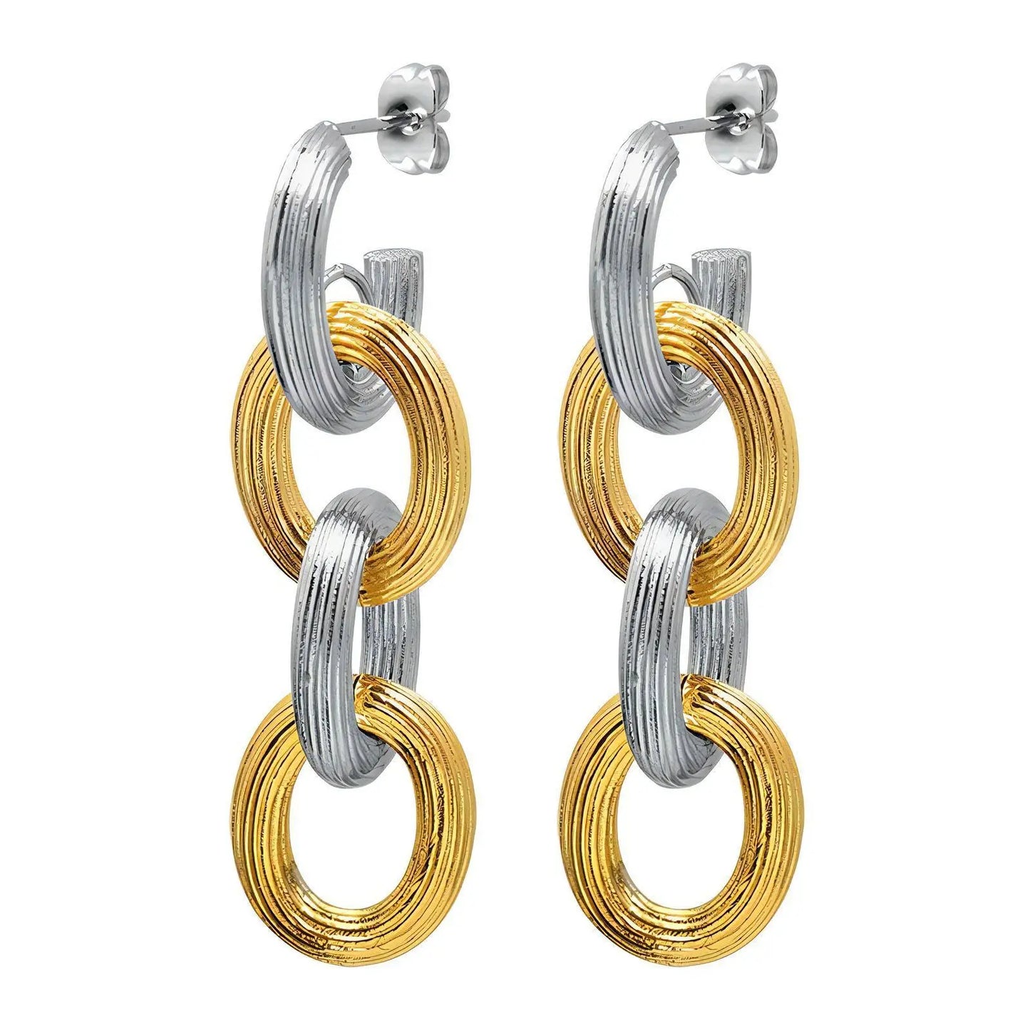 Two Tone Chain Earrings - Gbaje Jewelry