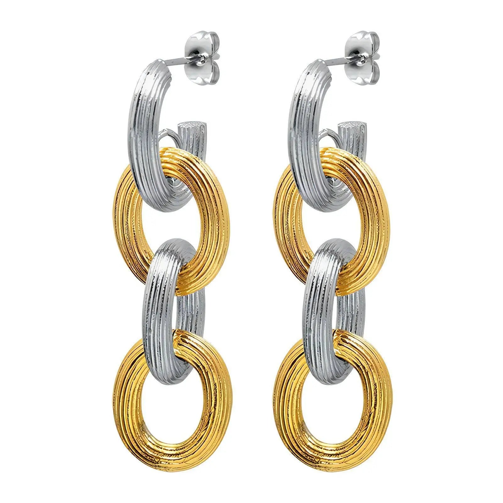 Two Tone Chain Earrings - Gbaje Jewelry