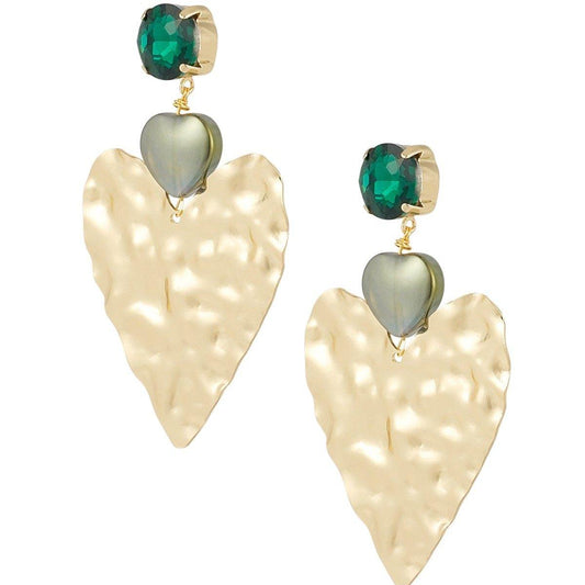 Bold Love Statement Earrings-Green | Gold - Gbaje Jewelry