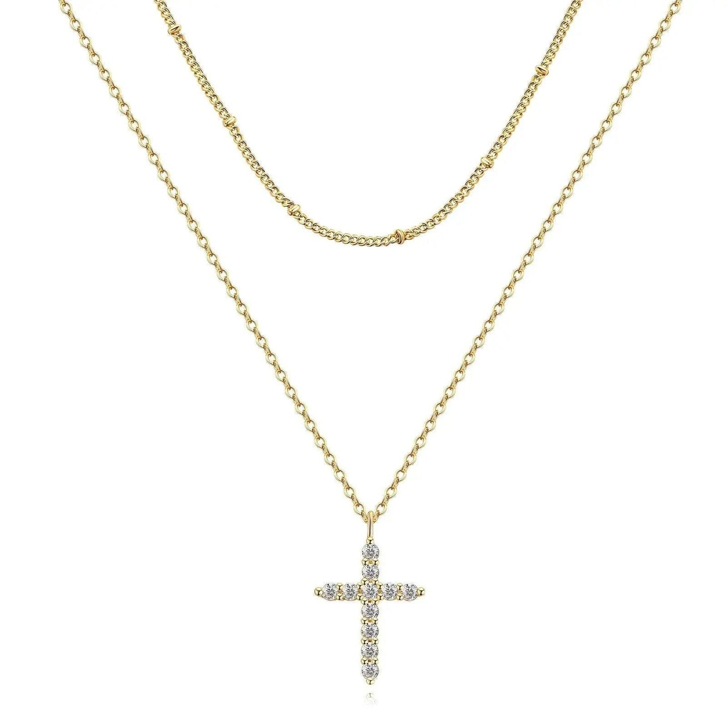 18k Gold Plated Cubic Zirconia Cross Necklace for Women - Gbaje Jewelry