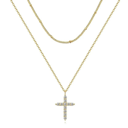 18k Gold Plated Cubic Zirconia Cross Necklace for Women - Gbaje Jewelry