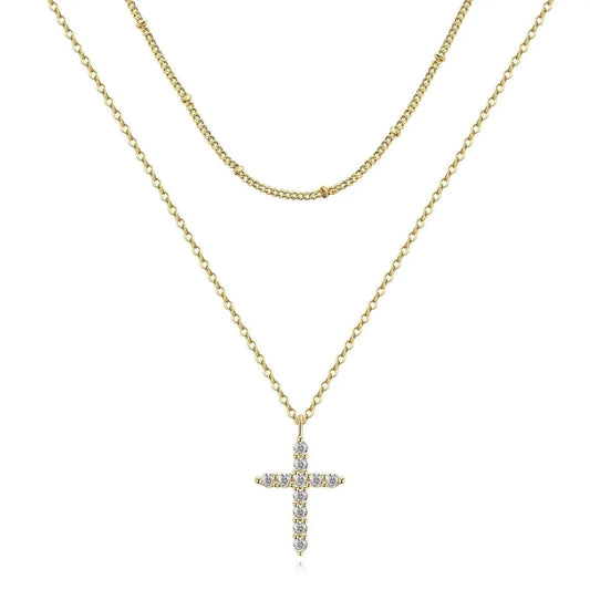 18k Gold Plated Cubic Zirconia Cross Necklace for Women - Gbaje Jewelry