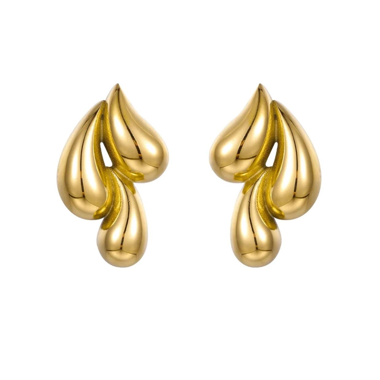 Trio Drip Earrings | Sleek & Modern Gold Design