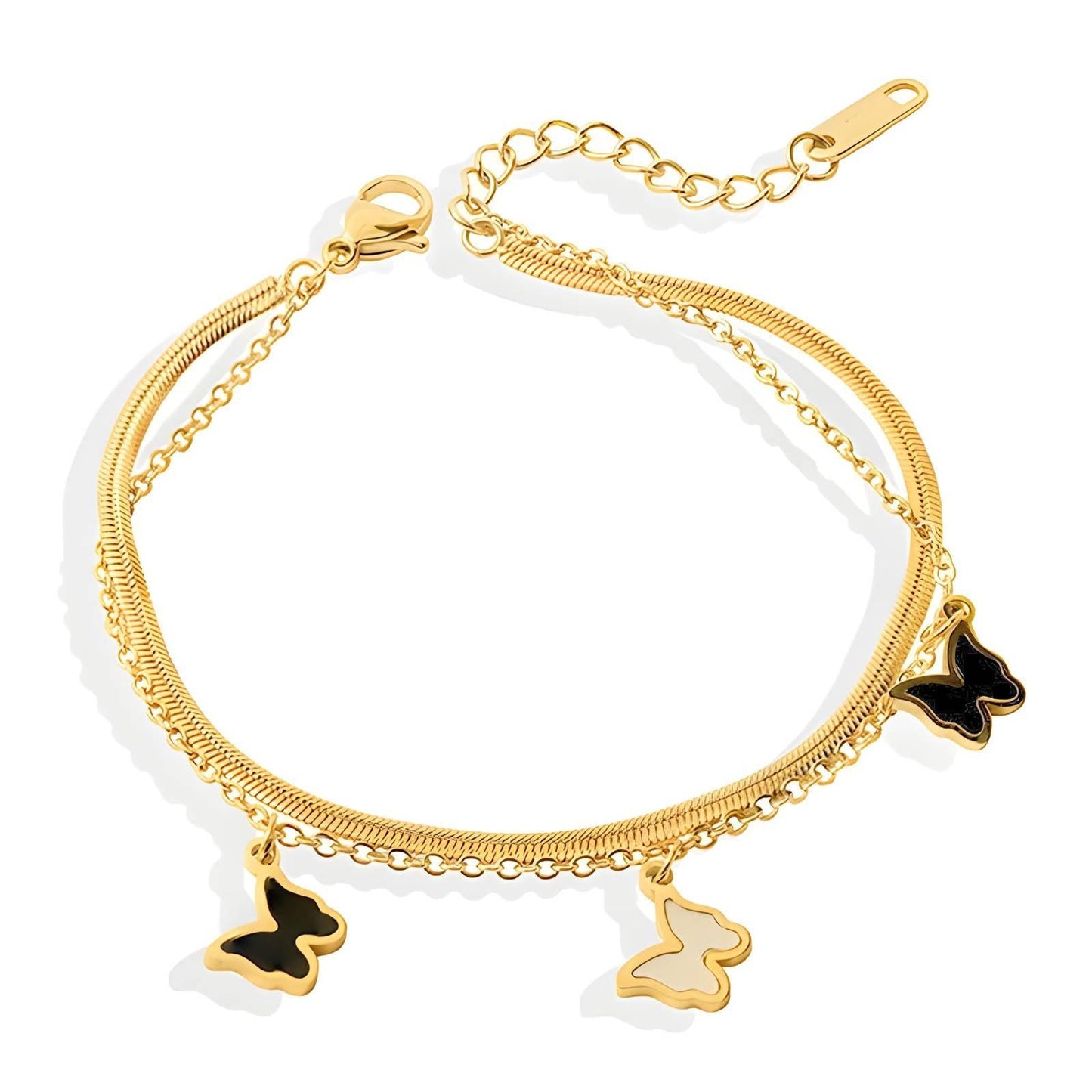 Trio Butterflies Bracelet | Gold Stainless Steel & Hypoallergenic