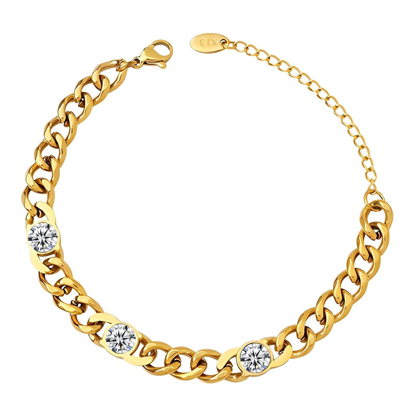 chunky chain bracelets with cubic zirconia stones | Gbaje Jewelry