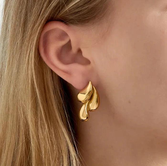 Trio Drip Earrings | Sleek & Modern Gold Design
