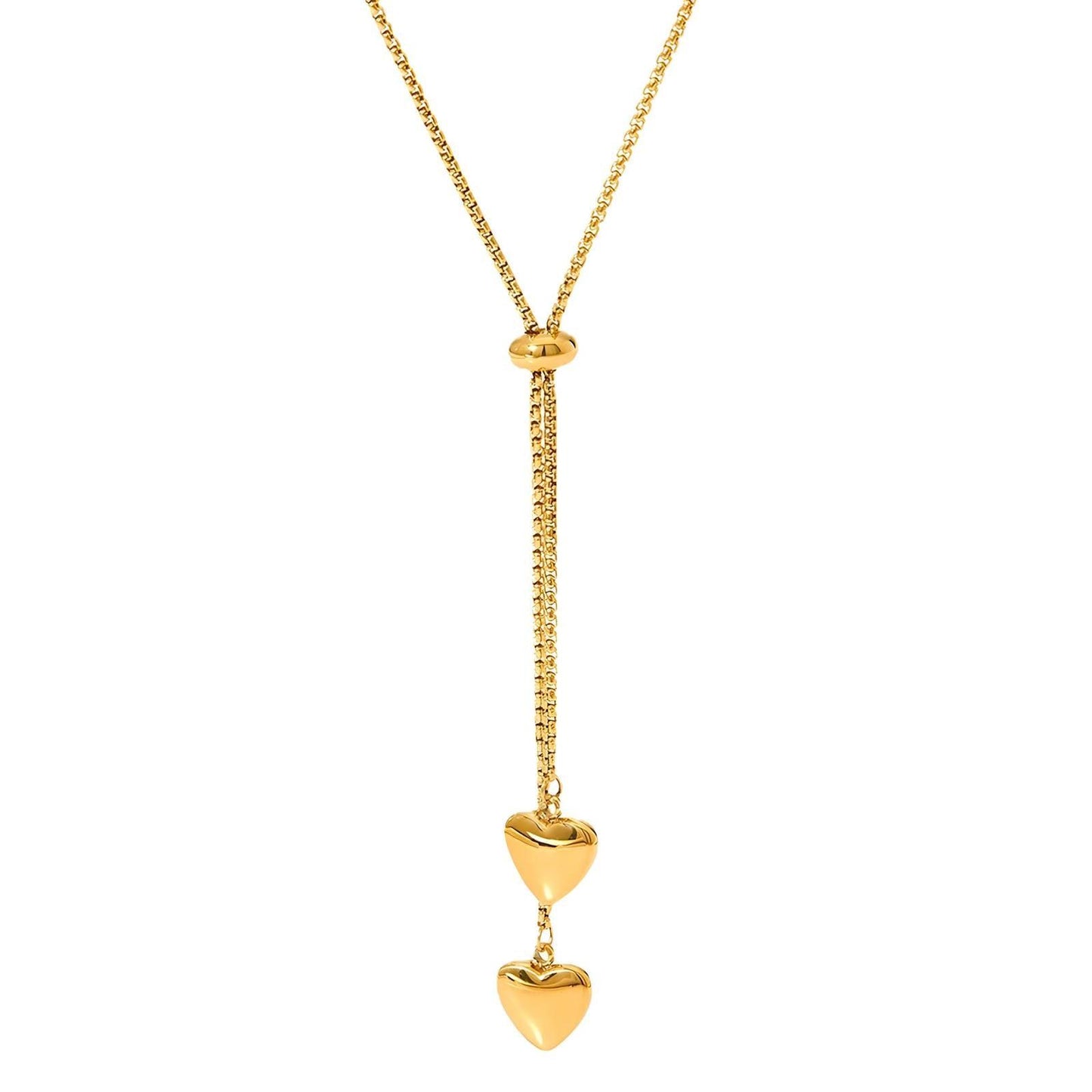 Double Heart Harmony Necklace | 18K Gold Plated Elegant Design