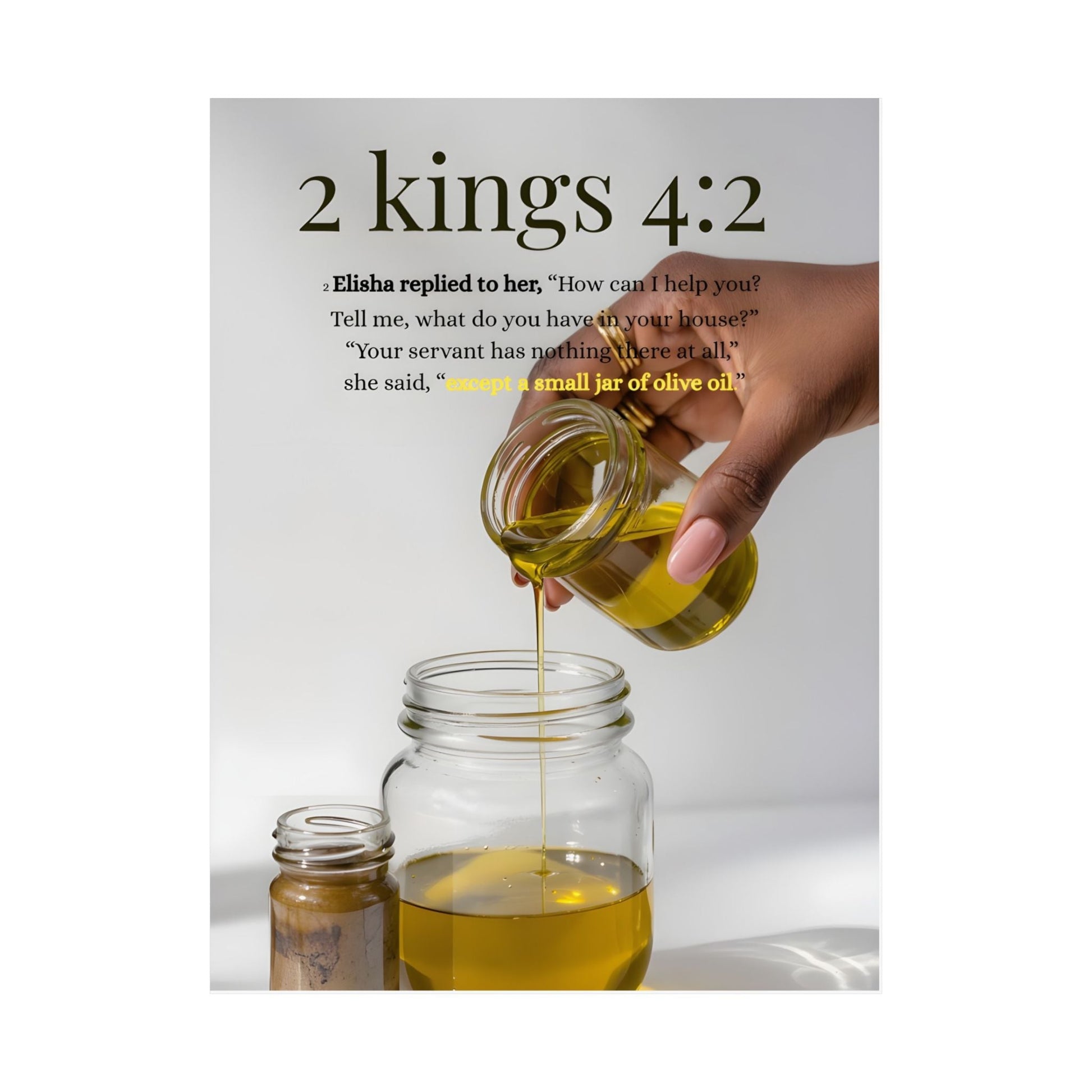 Anointed Oil Wall Decor Poster| Faith Home Art Inspired by 2 Kings 4:2 - Gbaje Jewelry