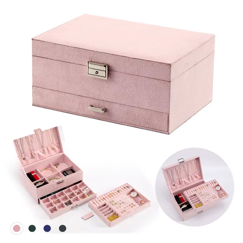 Custom Velvet Jewelry Box Womens Jewelry Box Large Jewelry Organizer Girls Jewelry Storage Box, Jewelry Display Xmas Gifts