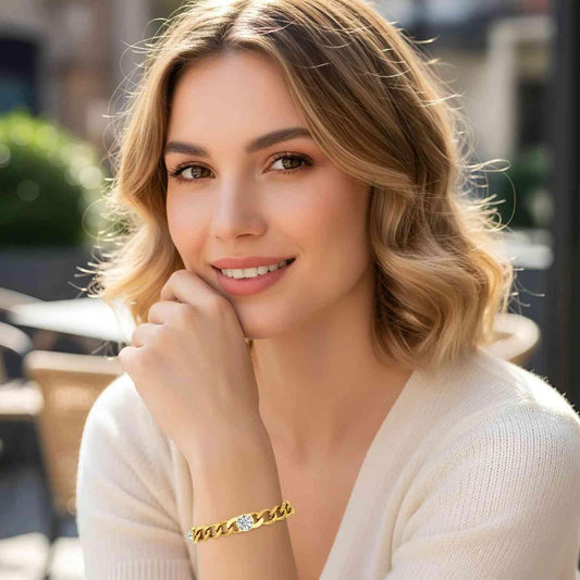 chain bracelet worn by a model