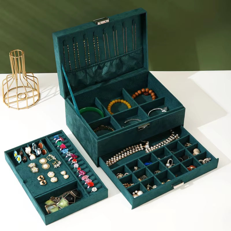 Custom Velvet Jewelry Box Womens Jewelry Box Large Jewelry Organizer Girls Jewelry Storage Box, Jewelry Display Xmas Gifts