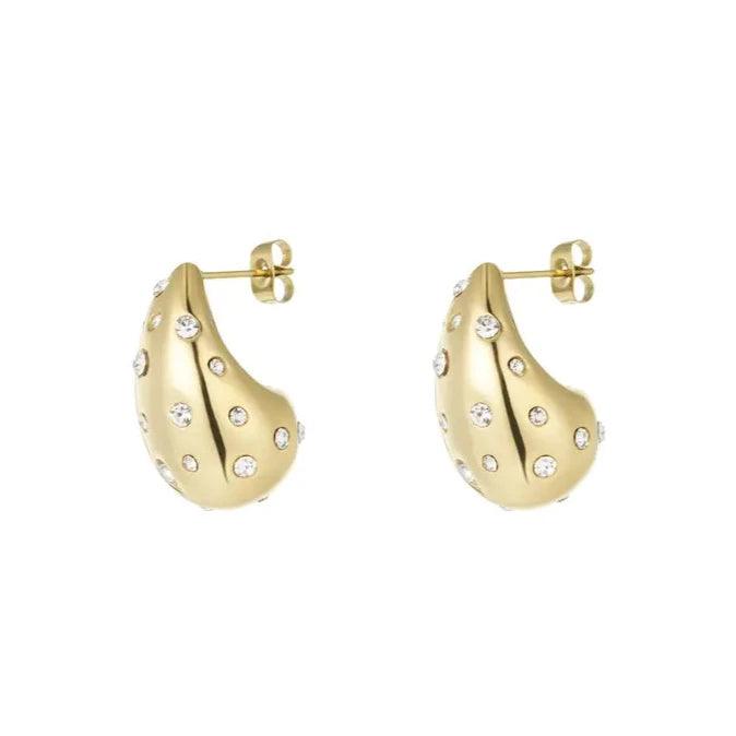 Embellished Gold Waterdrop Earrings - Gbaje Jewelry