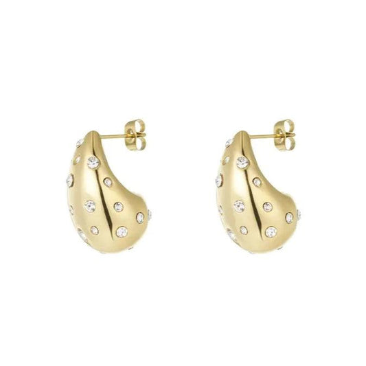 Embellished Gold Waterdrop Earrings - Gbaje Jewelry