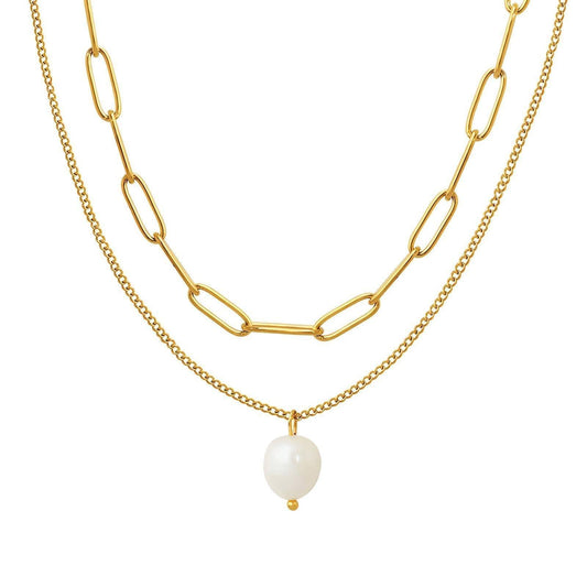 Gold chain with pearl pendant - Gbaje Jewelry