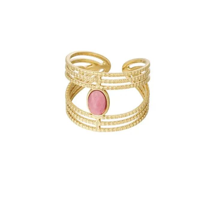 Olive Ring Gold | Pink Stone Elegant Jewelry Piece