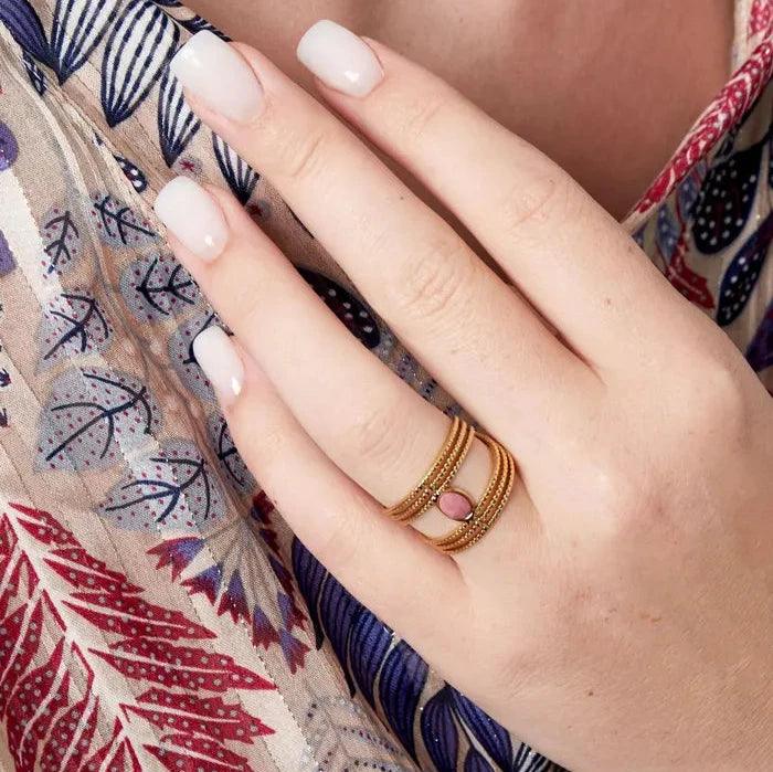 Olive Ring Gold | Pink Stone Elegant Jewelry Piece