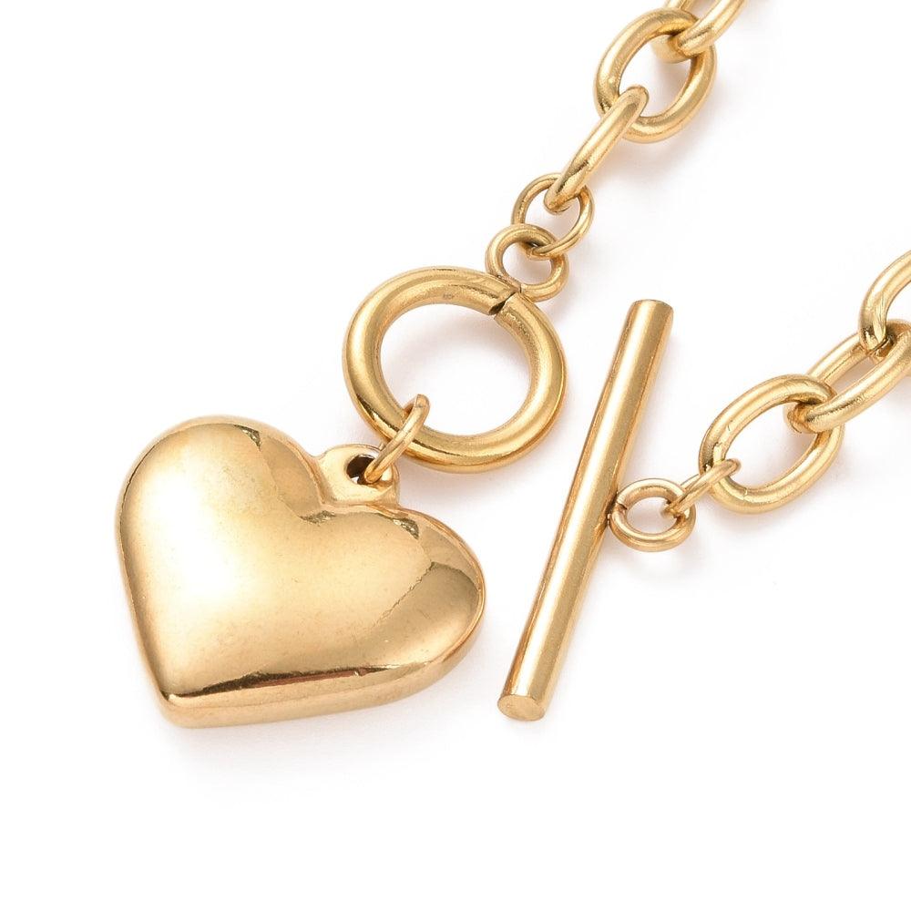 front clasp heart pendant cable chain necklace