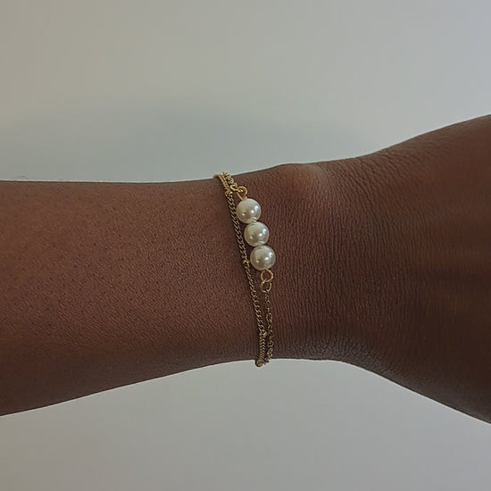 Trio Pearl Bracelet | 18K Gold Plated Waterproof Design