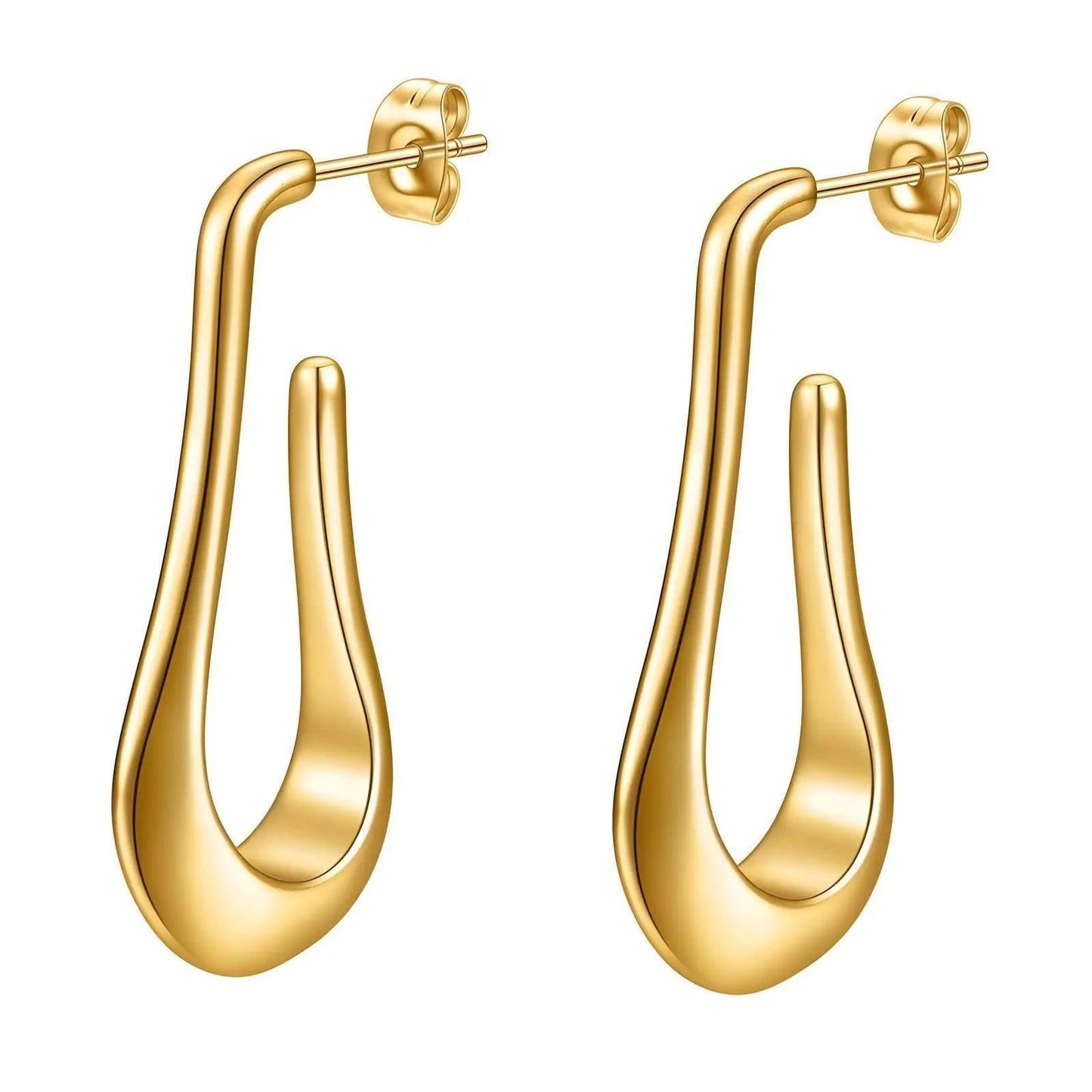 Reel 18k Stainless Steel Gold Earrings - Gbaje Jewelry