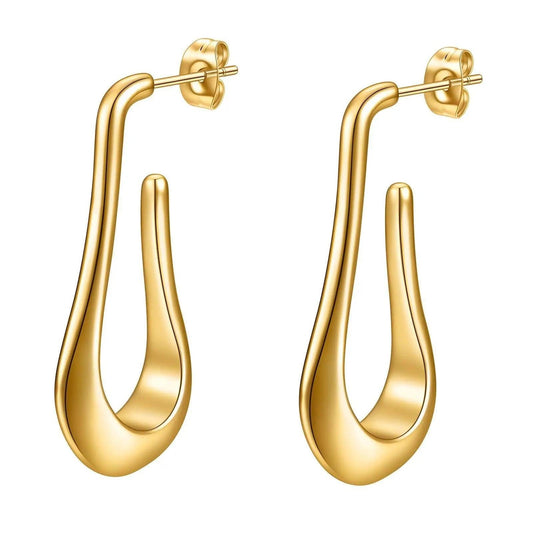 Reel 18k Stainless Steel Gold Earrings - Gbaje Jewelry