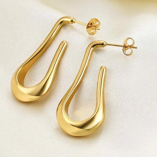 Reel 18k Stainless Steel Gold Earrings - Gbaje Jewelry