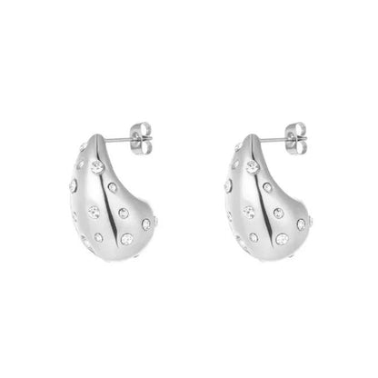 Teardrop Stud Earrings | Silver - Gbaje Jewelry