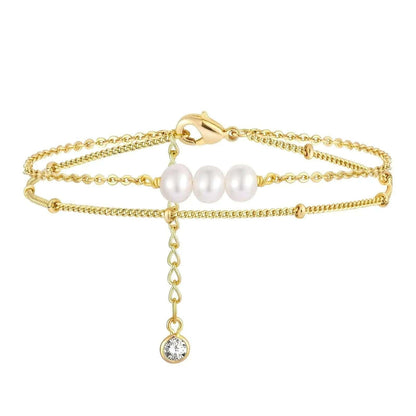 Trio Pearl Gold Bracelet for Women - Gbaje Jewelry