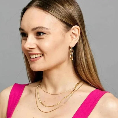 Two Tone Chain Earrings - Gbaje Jewelry