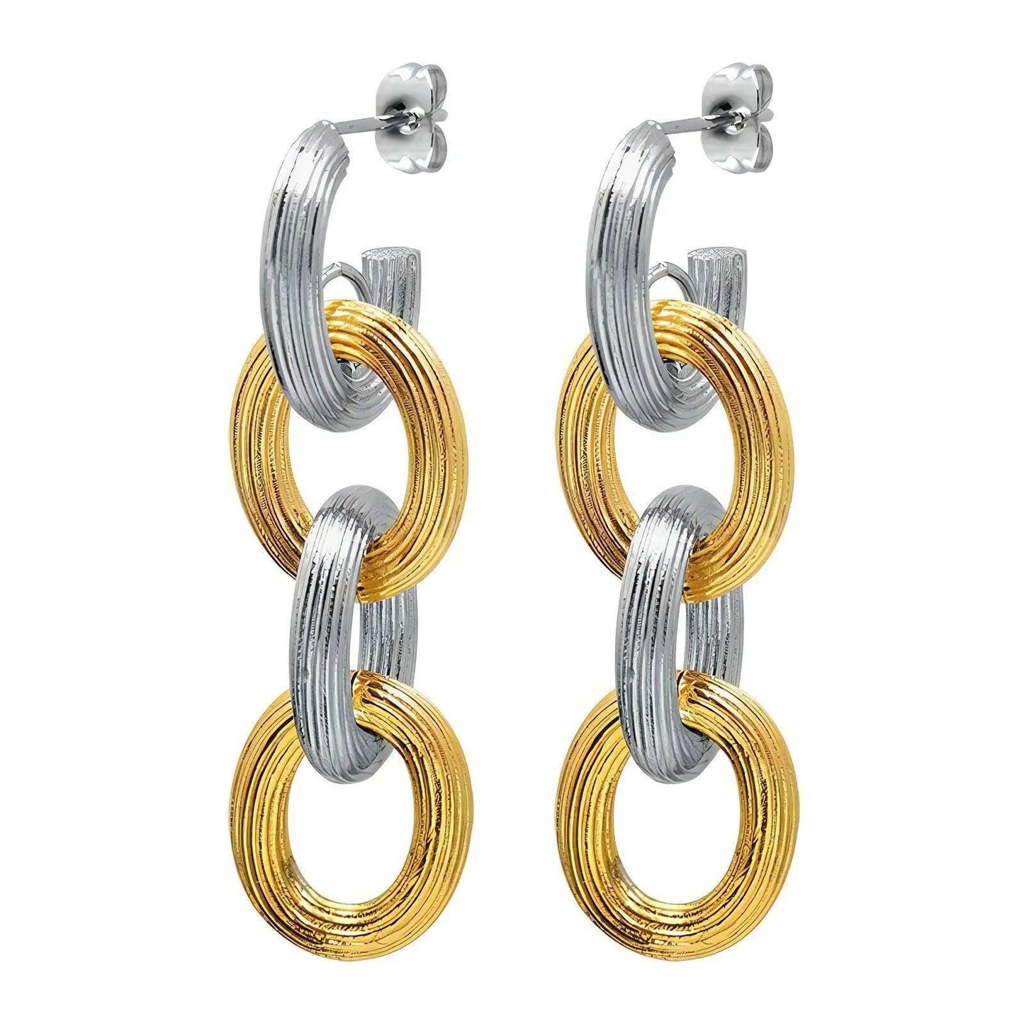 Two Tone Chain Earrings - Gbaje Jewelry