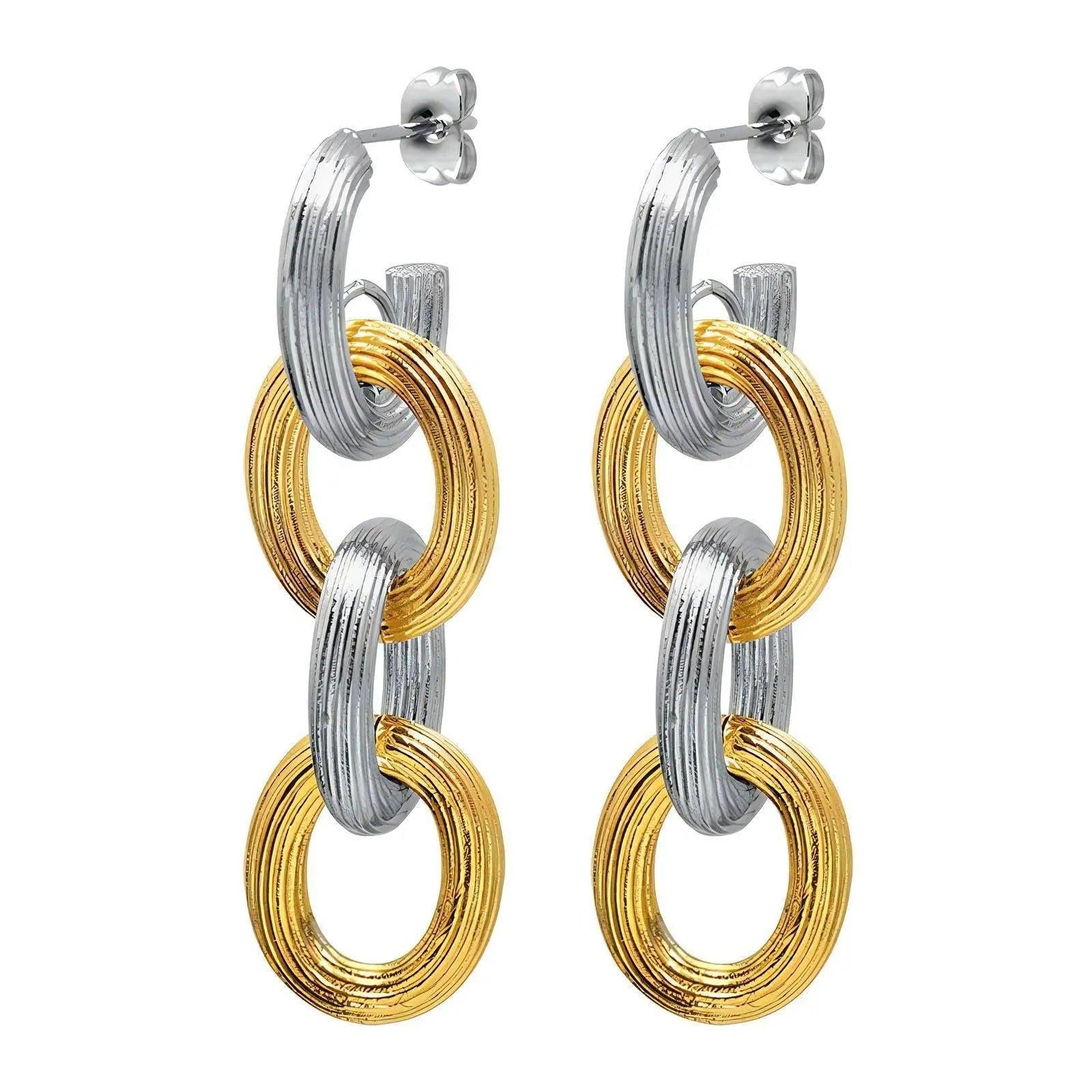 Two Tone Chain Earrings - Gbaje Jewelry