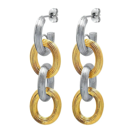 Two Tone Chain Earrings - Gbaje Jewelry