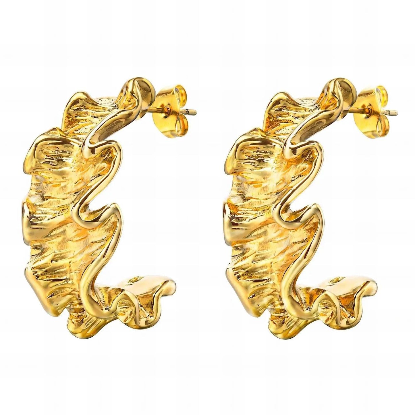 Wavy Earrings | 18k Stainless Steel Gold Plated - Gbaje Jewelry
