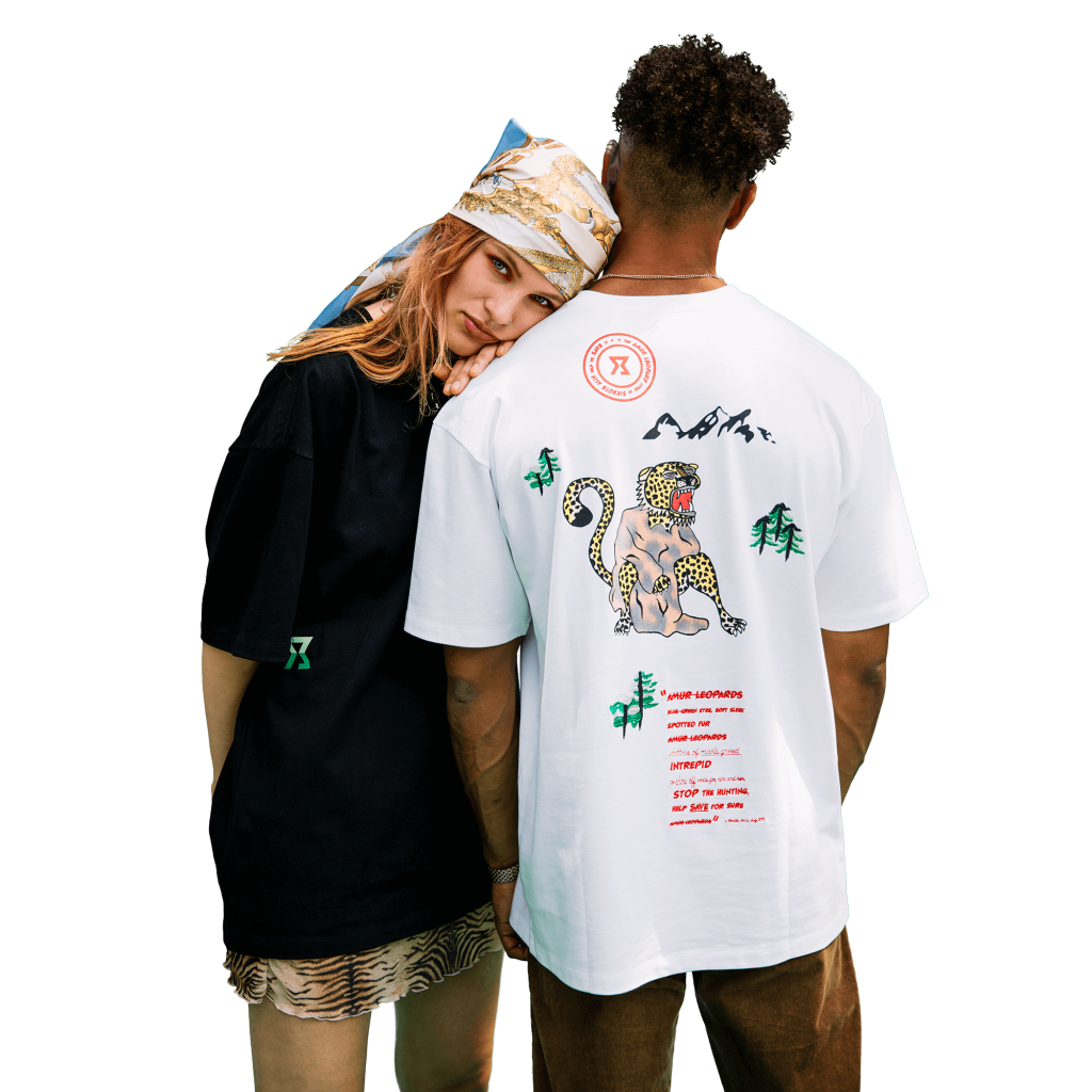 Amur Leopard Tee White - Gbaje Jewelry